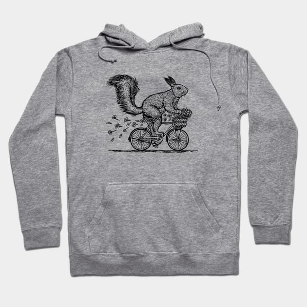 Squirrel Riding On Bike Hoodie by Dima Kruk